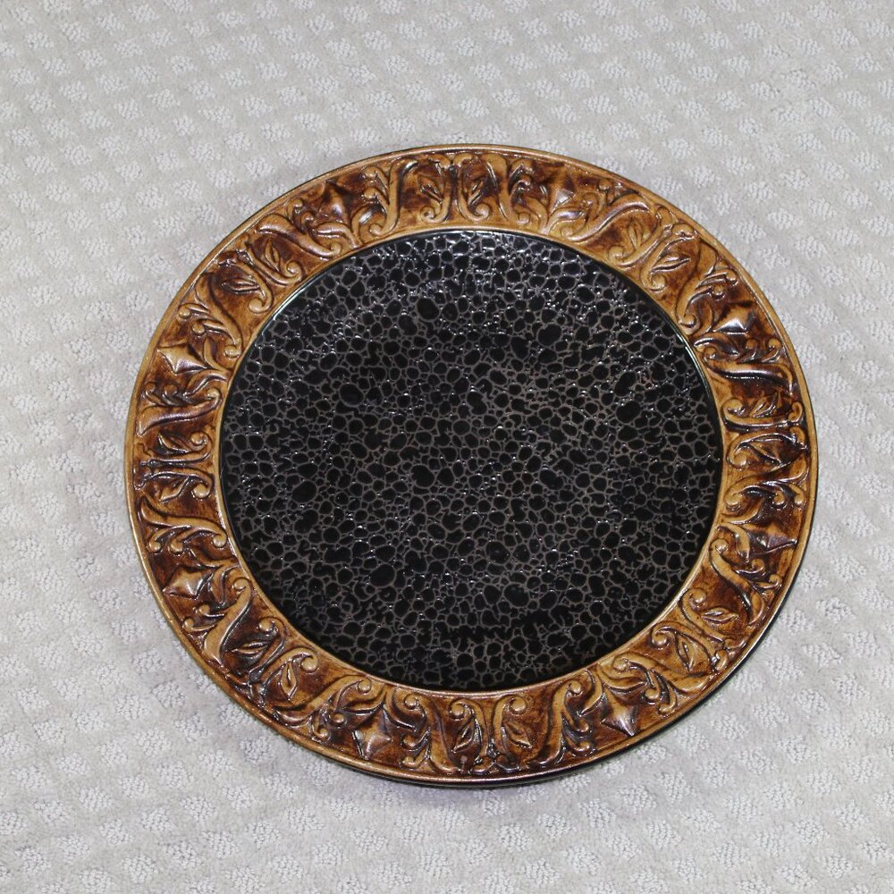 Large 16" Diameter Brown and Black Decorative Plate